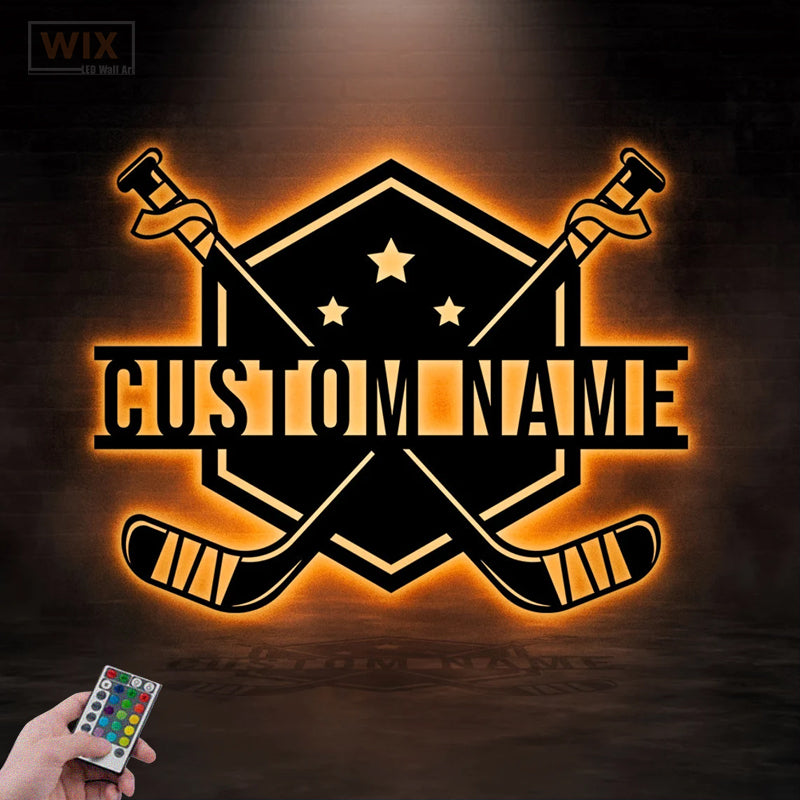 Hockey Led Metal Sign - Wix Decor