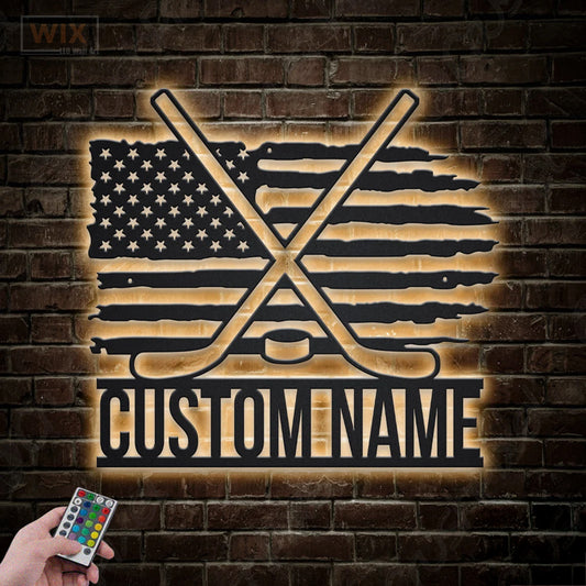 Hockey Led Metal Sign