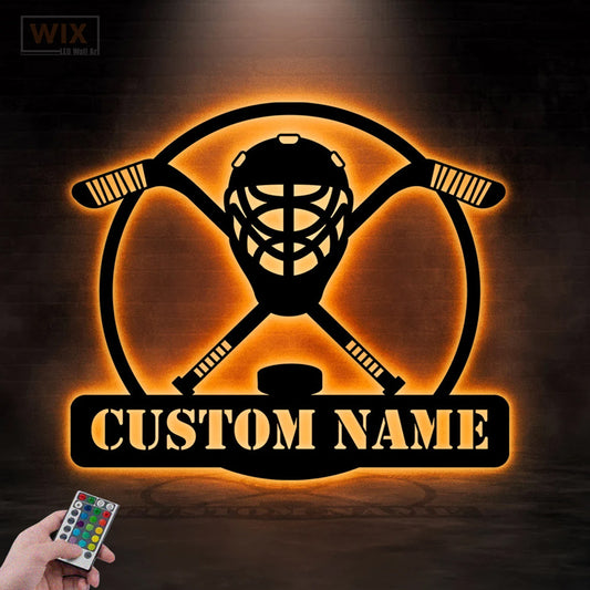 Hockey Led Metal Sign