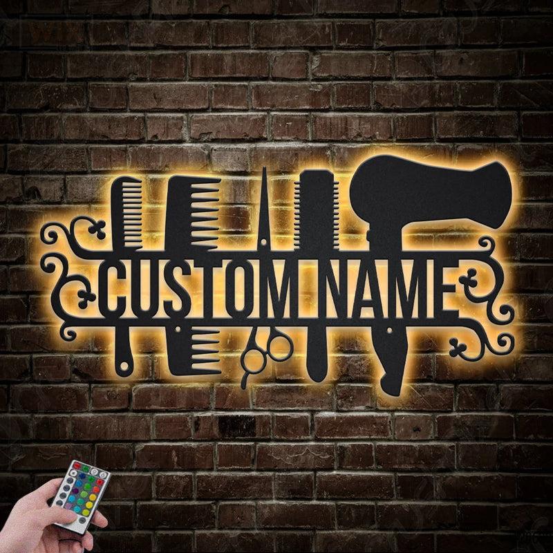 Barber & Salon Led Metal Sign - Wix Decor