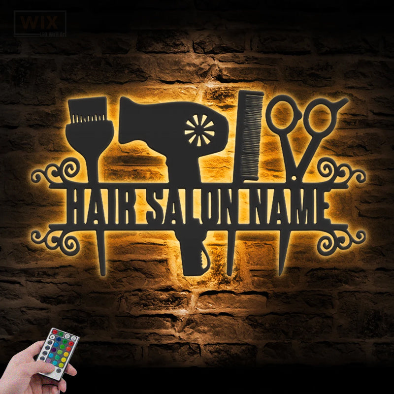 Barber & Salon Led Metal Sign - Wix Decor