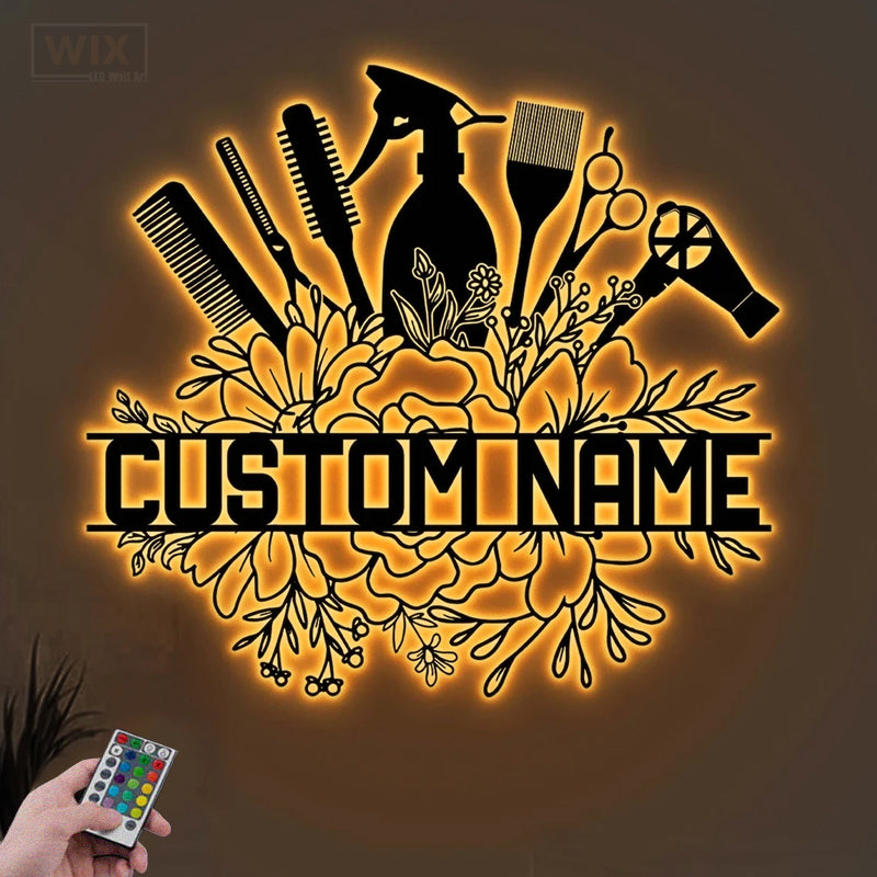 Barber & Salon Led Metal Sign - Wix Decor