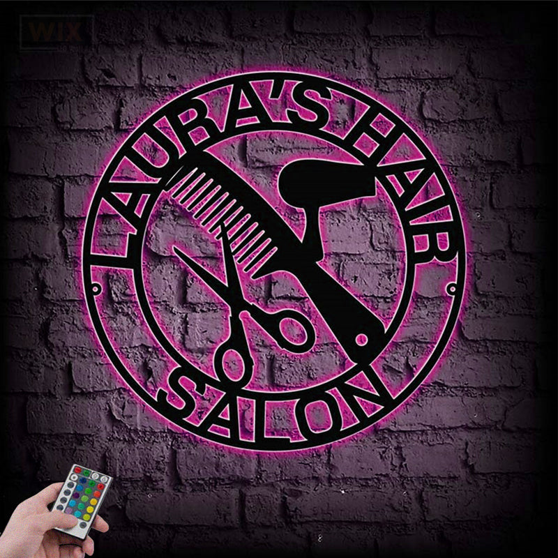 Barber & Salon Led Metal Sign - Wix Decor