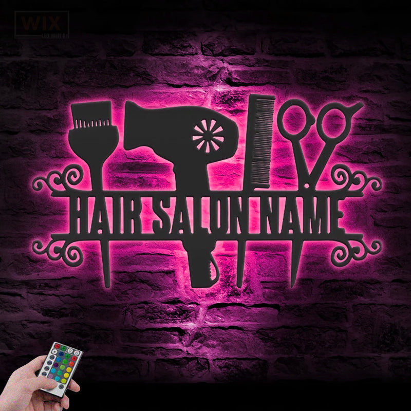 Barber & Salon Led Metal Sign - Wix Decor