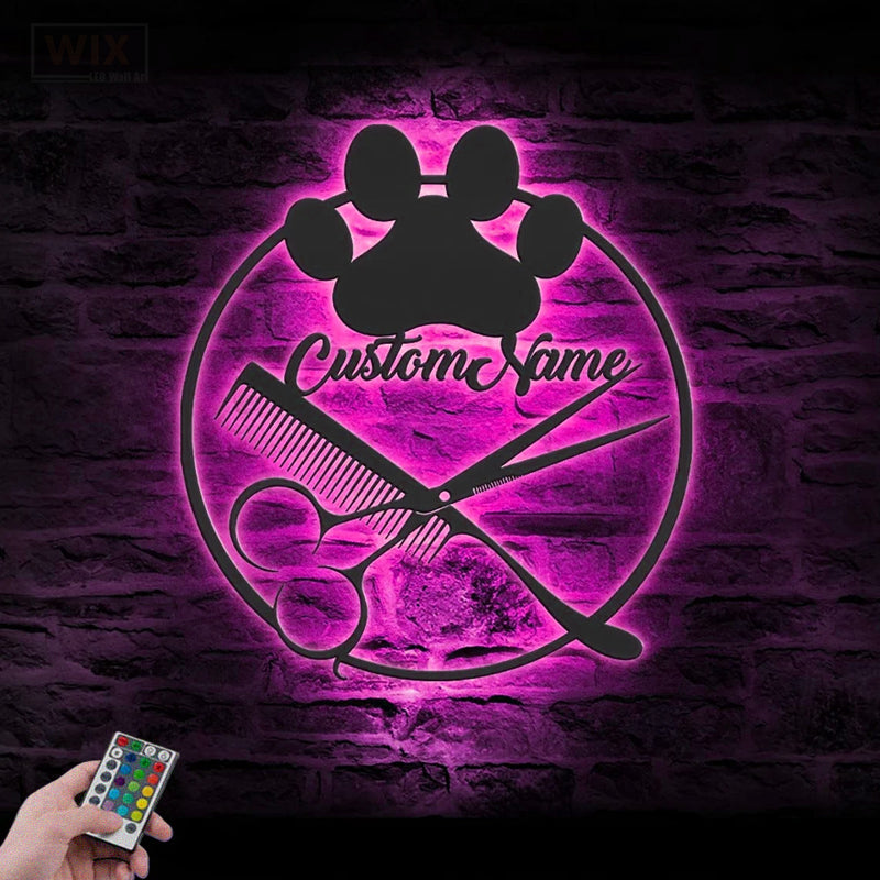 Barber & Salon Led Metal Sign - Wix Decor