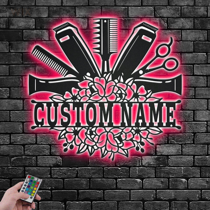Barber & Salon Led Metal Sign - Wix Decor