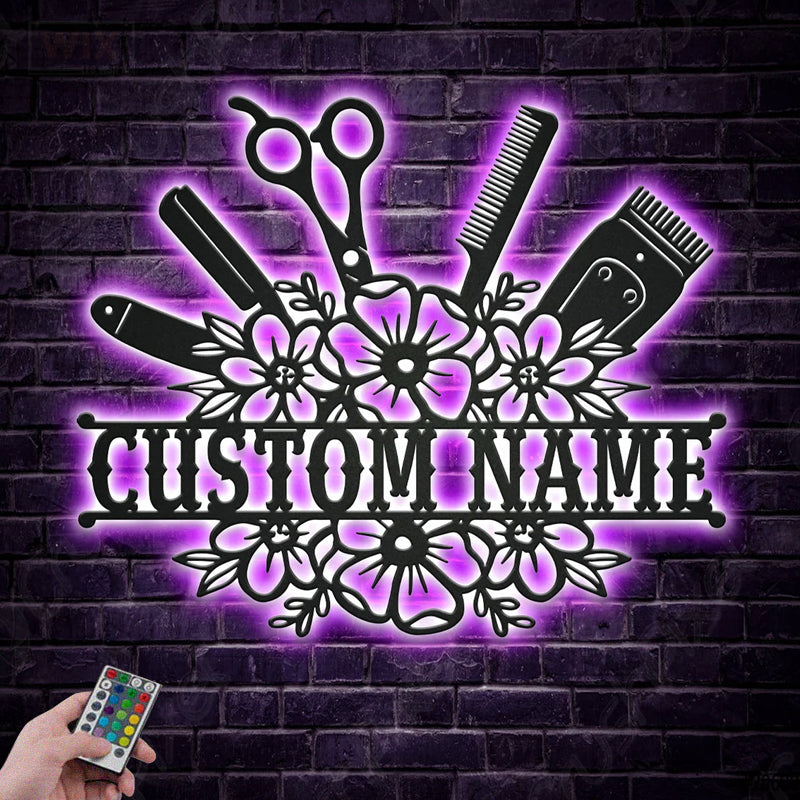 Barber & Salon Led Metal Sign - Wix Decor