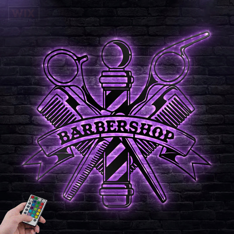 Barber & Salon Led Metal Sign - Wix Decor