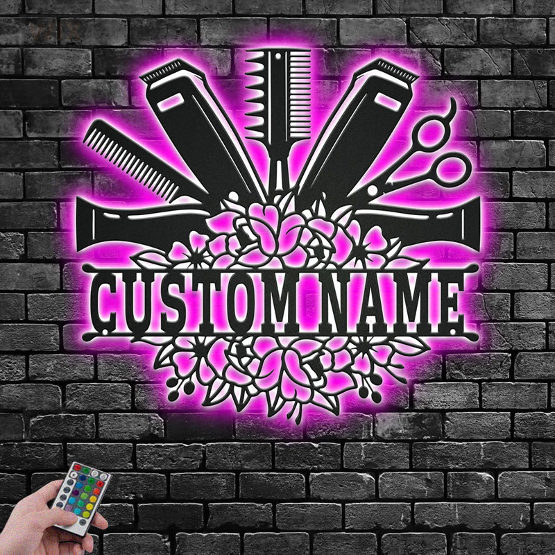 Barber & Salon Led Metal Sign - Wix Decor