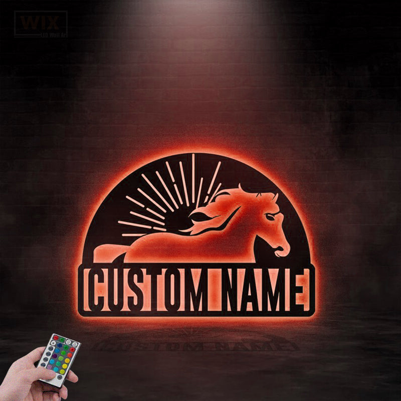 Horse LED Metal Sign 