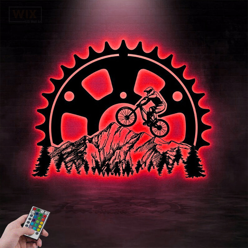 Mountain Bike LED Metal Sign - Wix Decor