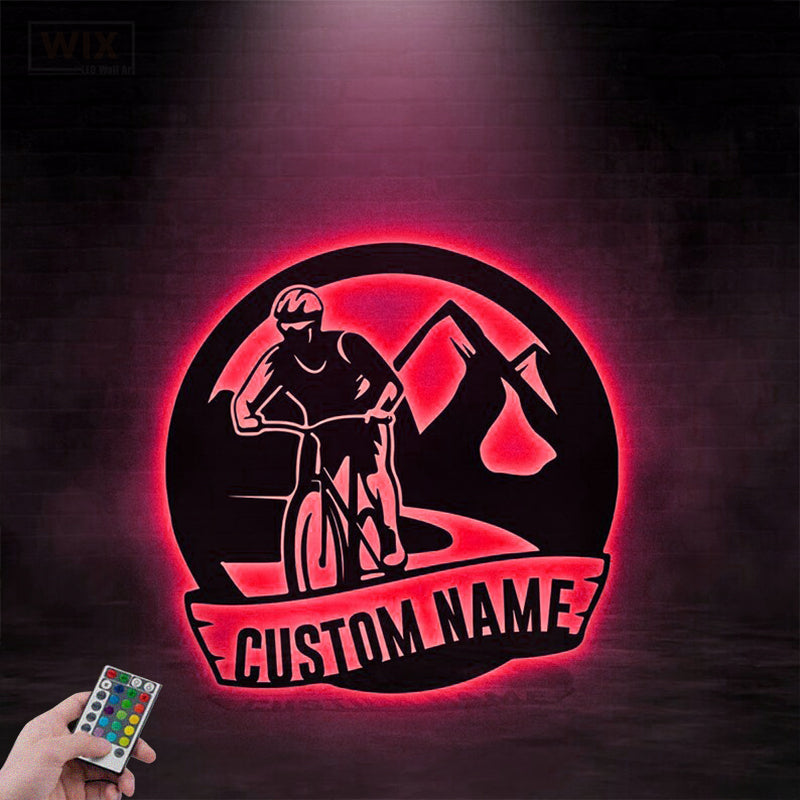 Mountain Bike LED Metal Sign - Wix Decor
