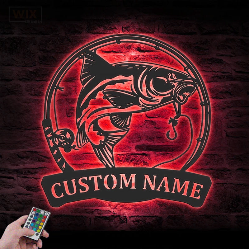 Fishing LED Metal Sign 
