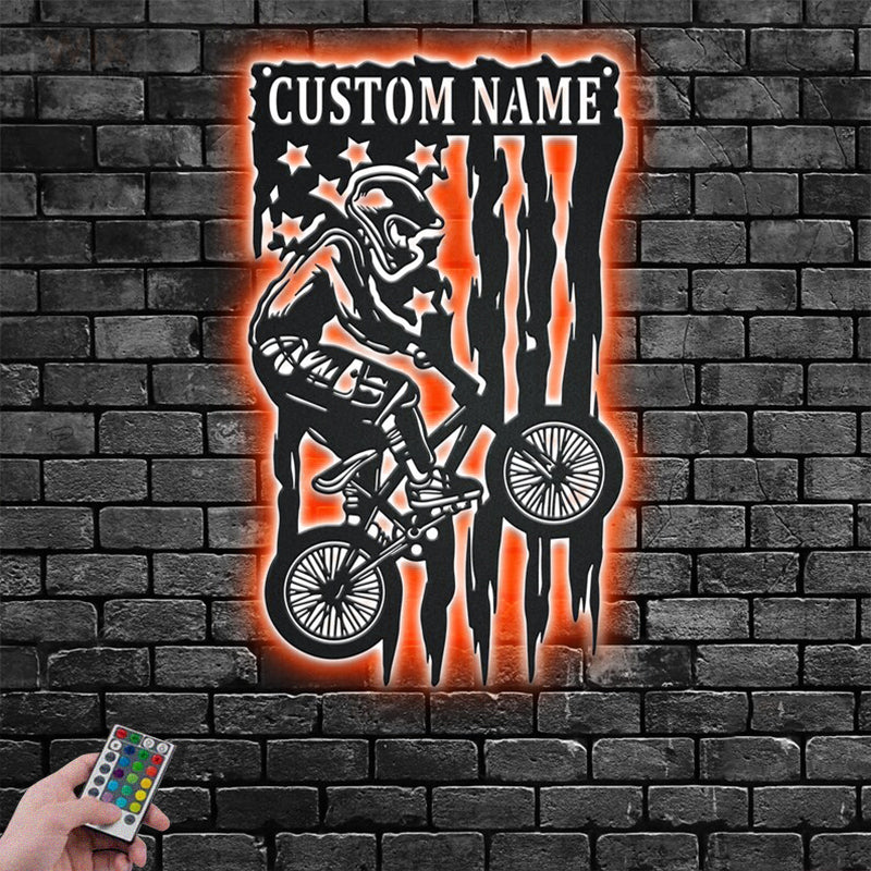 Mountain Bike LED Metal Sign - Wix Decor