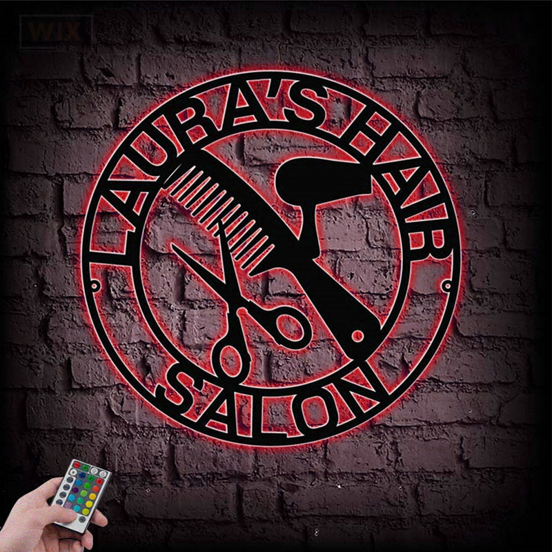 Barber & Salon Led Metal Sign - Wix Decor