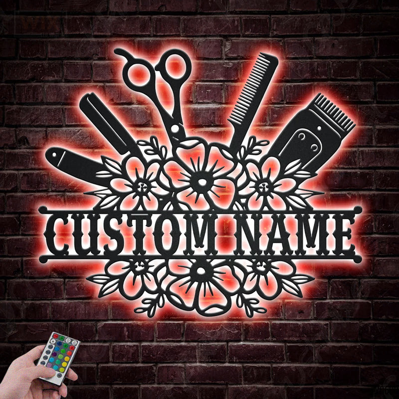 Barber & Salon Led Metal Sign - Wix Decor