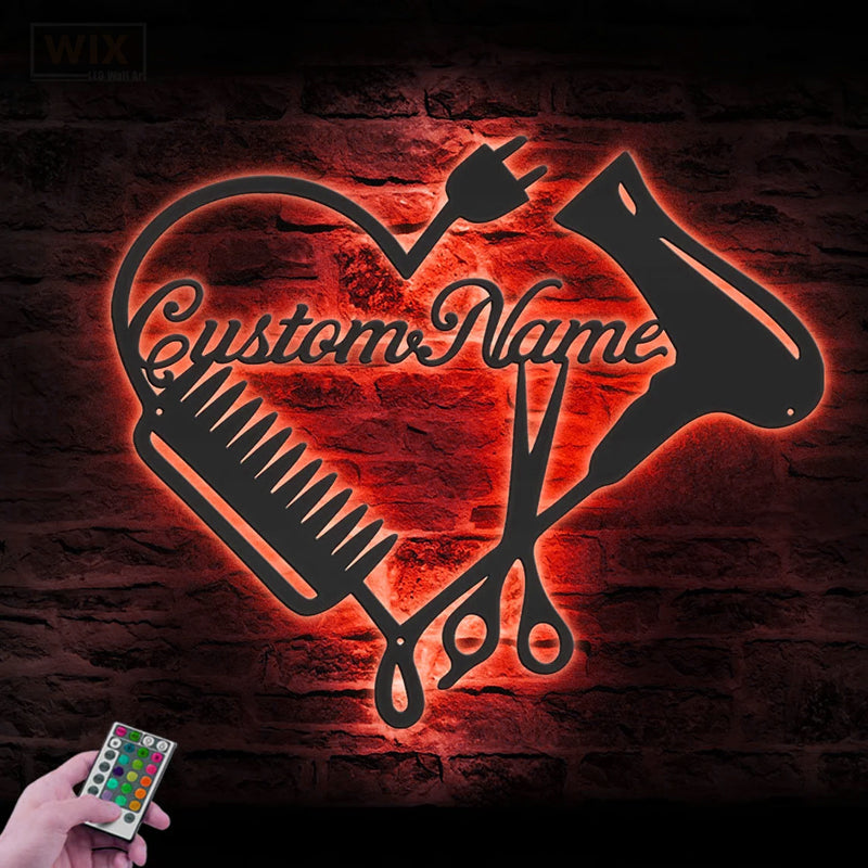 Barber & Salon Led Metal Sign - Wix Decor