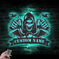Skull LED Metal Sign 