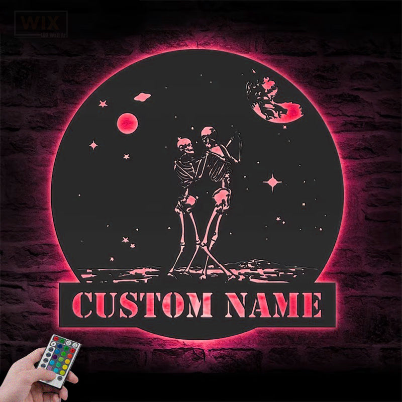 Skull LED Metal Sign 