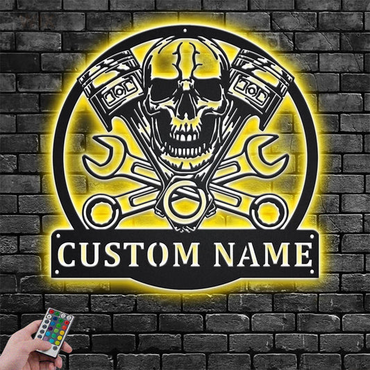 Skull LED Metal Sign