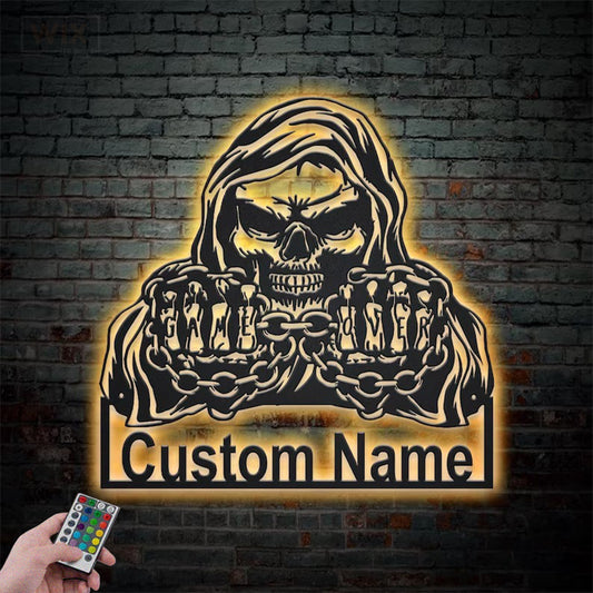 Skull LED Metal Sign