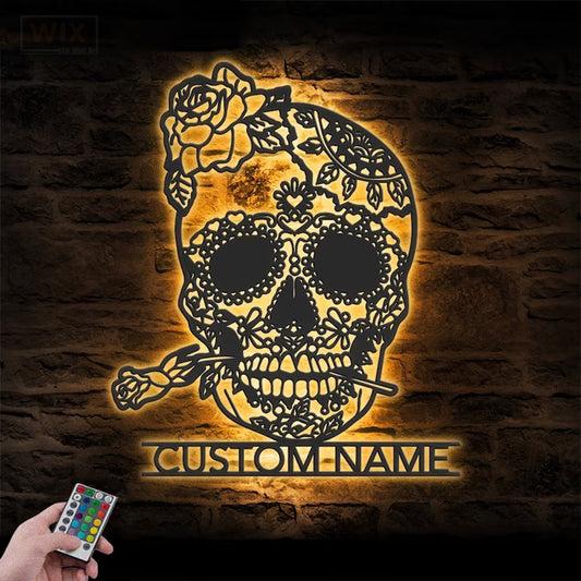 Skull LED Metal Sign - Wix Decor