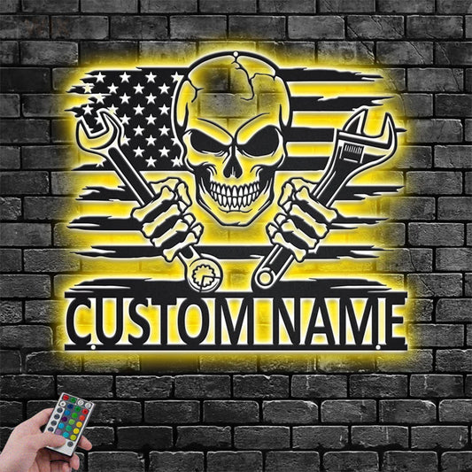 Skull LED Metal Sign