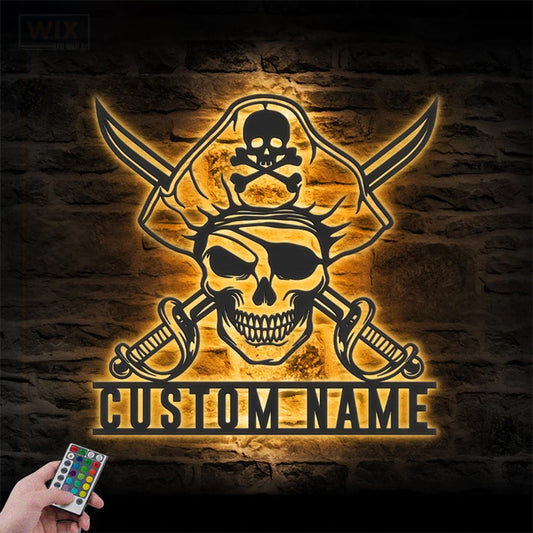 Skull LED Metal Sign 
