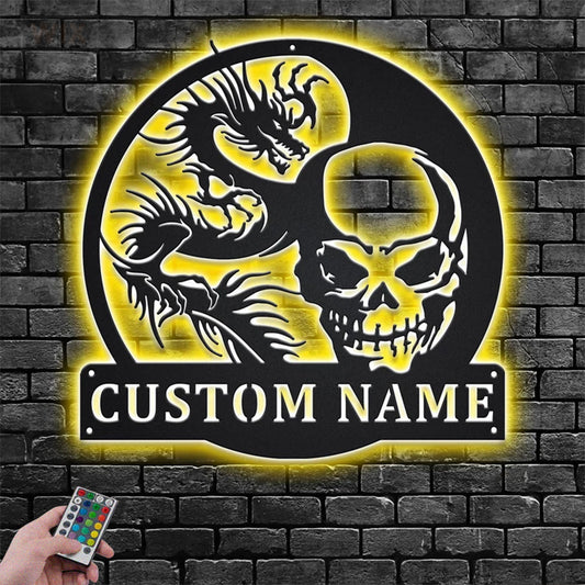 Skull LED Metal Sign