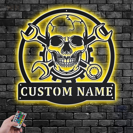 Skull LED Metal Sign