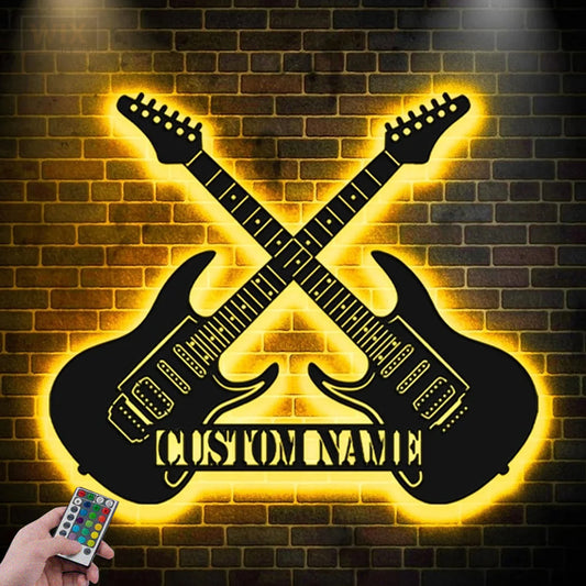Guitar LED Metal Sign
