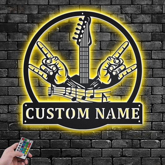 Guitar LED Metal Sign