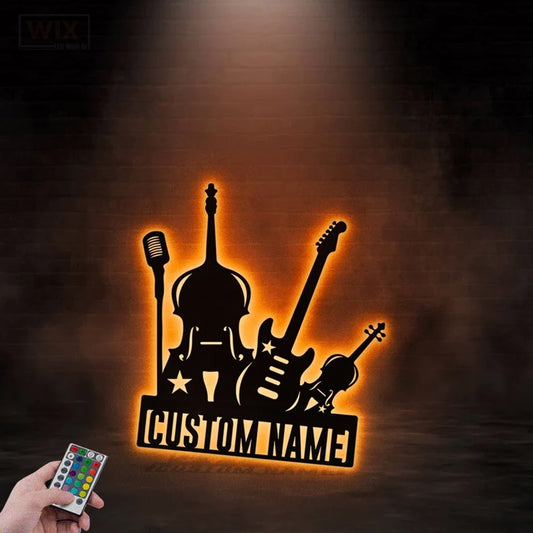 Guitar LED Metal Sign