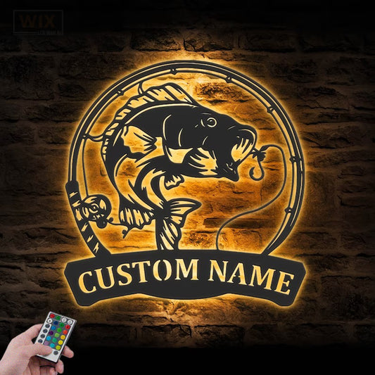 Fishing LED Metal Sign