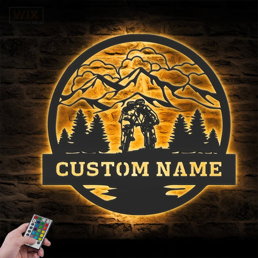 Mountain Bike LED Metal Sign - Wix Decor