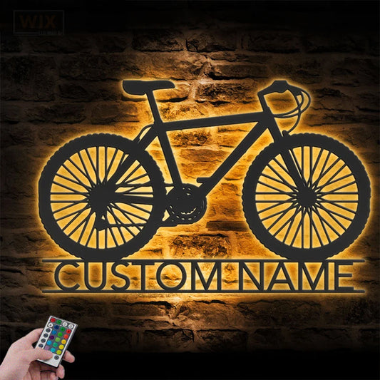 Mountain Bike LED Metal Sign - Wix Decor