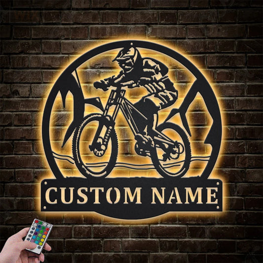Mountain Bike LED Metal Sign - Wix Decor
