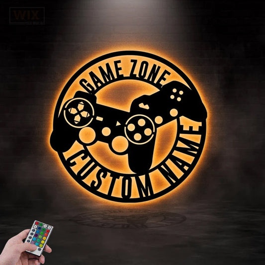 Gamer Zone LED Metal Sign