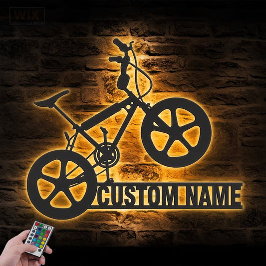 Mountain Bike LED Metal Sign - Wix Decor