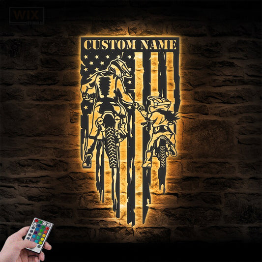 Mountain Bike LED Metal Sign