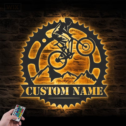 Mountain Bike LED Metal Sign - Wix Decor