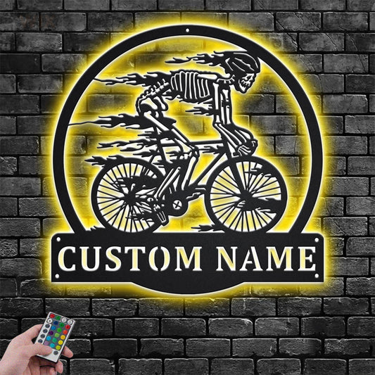 Mountain Bike LED Metal Sign
