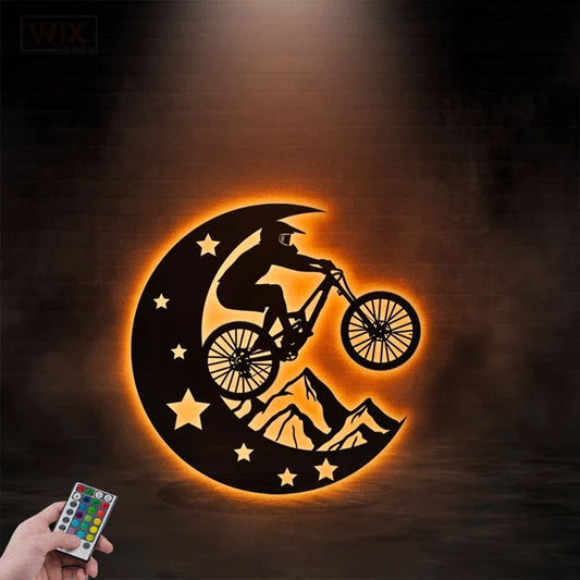 Mountain Bike LED Metal Sign - Wix Decor