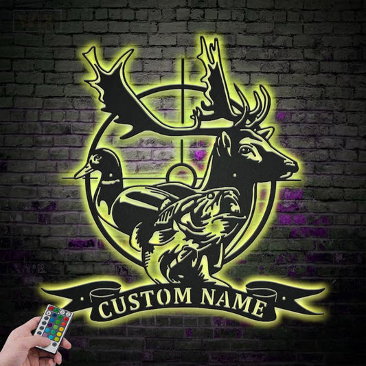 Fishing LED Metal Sign 