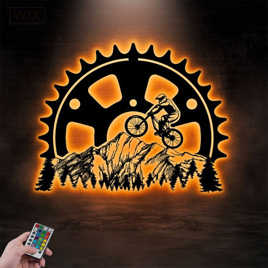 Mountain Bike LED Metal Sign
