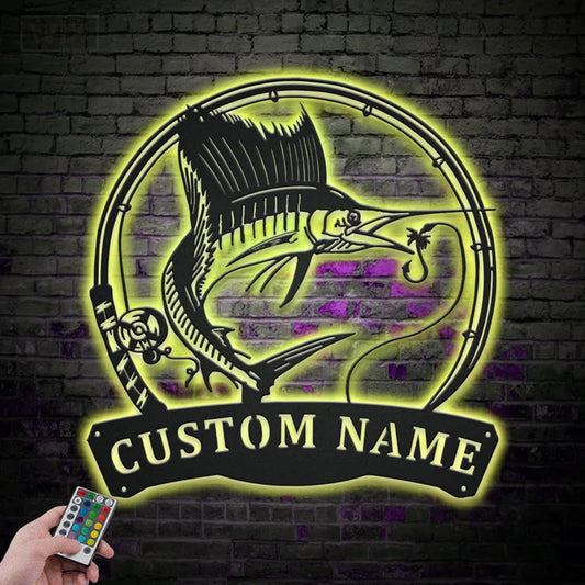 Fishing LED Metal Sign 