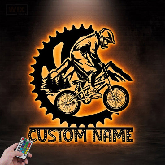 Mountain Bike LED Metal Sign