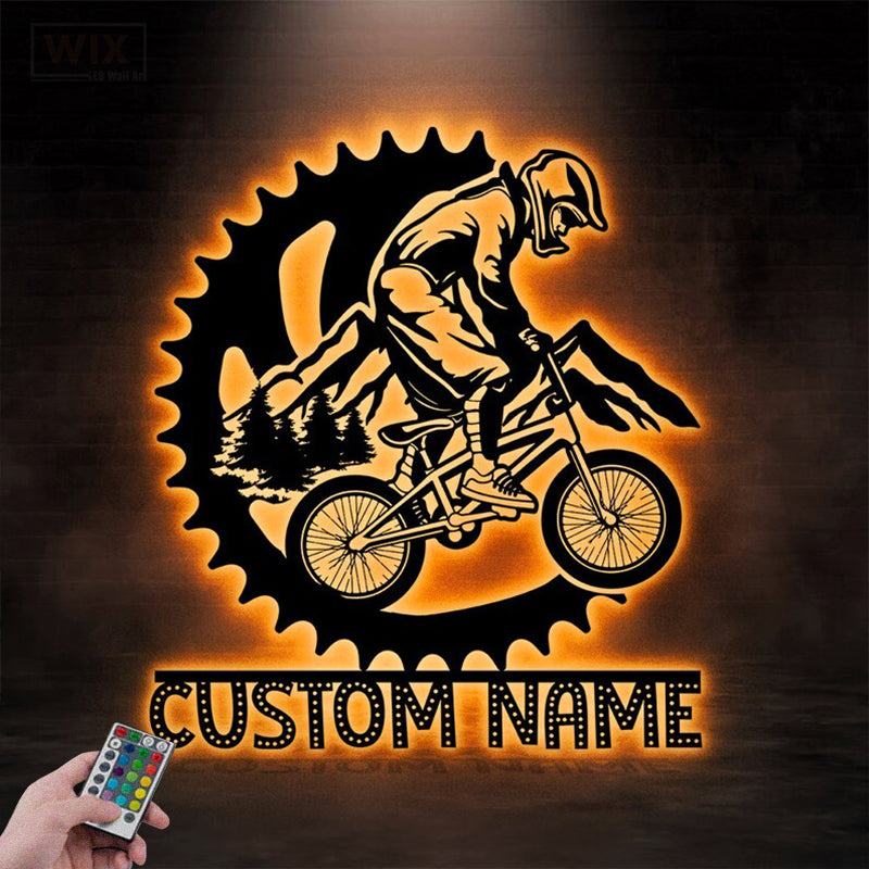 Mountain Bike LED Metal Sign - Wix Decor