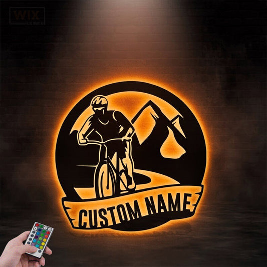 Mountain Bike LED Metal Sign - Wix Decor