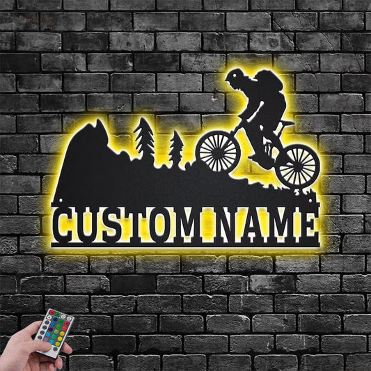 Mountain Bike LED Metal Sign - Wix Decor